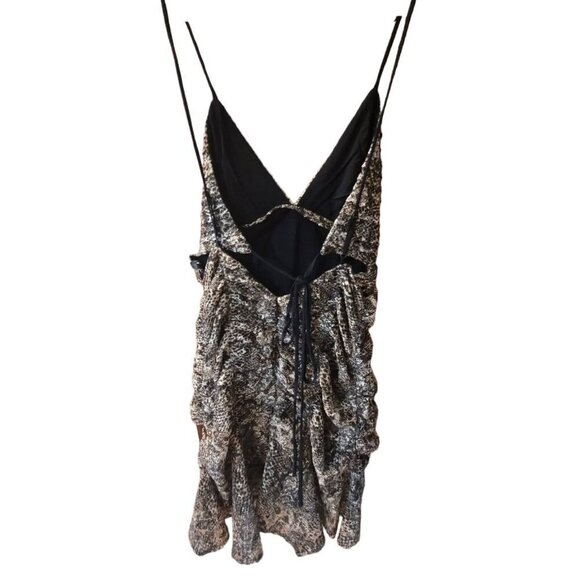 NWT Free People Snake Print Asymmetric Hem Ruched Dress Size 4 - Picture 2 of 8